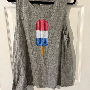 Old navy woman’s Gray Tank Top with Popsicle Graphic sz xl